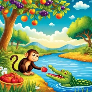 The Monkey and Crocodile Story With Moral For Kids 1 The Monkey and Crocodile Story in English With Moral