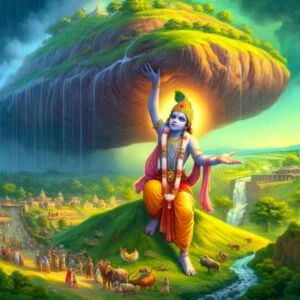 10 Childhood Stories of Lord Krishna For Kids 4 The Story of Little Krishna lifting Govardhan Hill